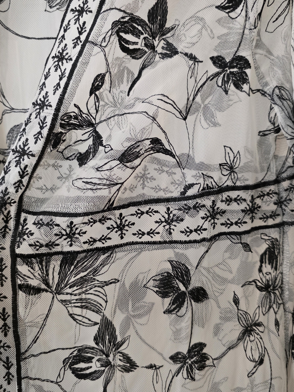 torrid Black Floral Sheer Kimono on Cream - Picture 2 of 4